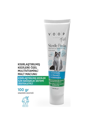 Voop Pet Sterile Paste Kısırlaştırılmış Tüy Yumağı  Taurin İçeren Steril Macun 100 G