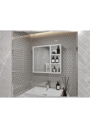 Banyo Tuvalet Aynalı Dolap 65' Çok Renkli