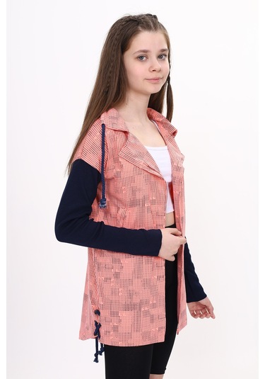 Toontoy Kız Çocuk Komple Baskılı Hırka Somon