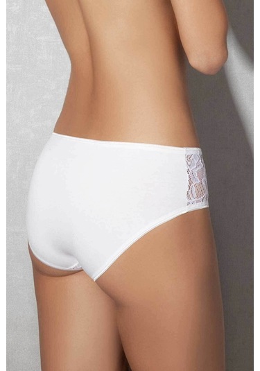 Doreanse 7138 Kadın Battal Yüksek Bel Dantel Detaylı Modal Slip & Külot-beyaz Beyaz