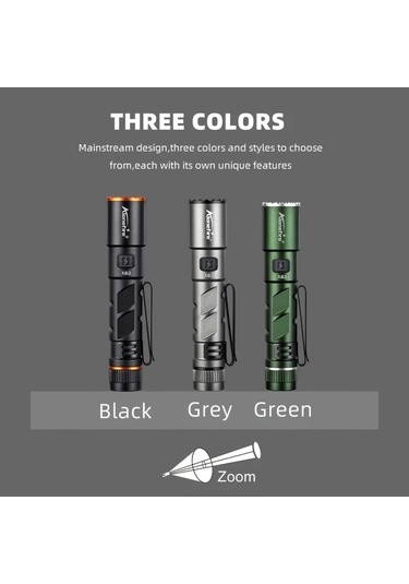 Brightnova Alonefire Yüksek Parlaklık Gray X82 El Feneri Usb Şarjlı Ayarlanabilir Işık 500 Lümen Kampçılık Seyahat Acil Durum Altın