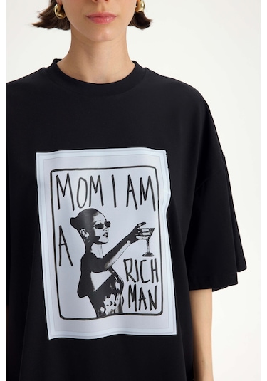 Mai Studıos Mai Studios Co. Rich Woman Oversize Siyah T-shirt SIYAH