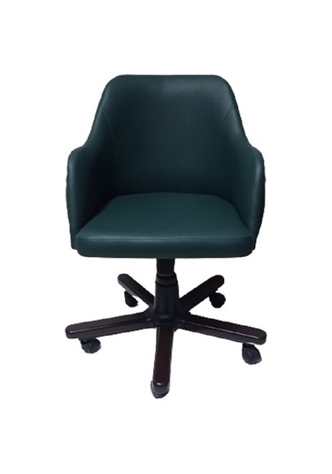 Ofis Koltuğu Çalışma Sandalyesi Ahşap Ayaklı Yeşil Renkli Suni De