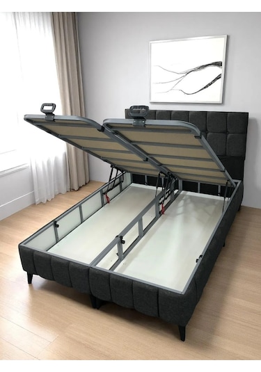 160x200 Çift Kişilik Pedli Yataklı Baza Başlık Takımı 3 Lü Yatak Odası Seti 160 x 200