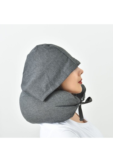 Suofeng Tam Pamuk Boyun Desteği Yastığı - Seyahat, Ofis Ve Öğle Dinlenmesi İçin U-şekilli Korumalı Yastık Koyu Gri, 16.5x67cm Koyu Gri