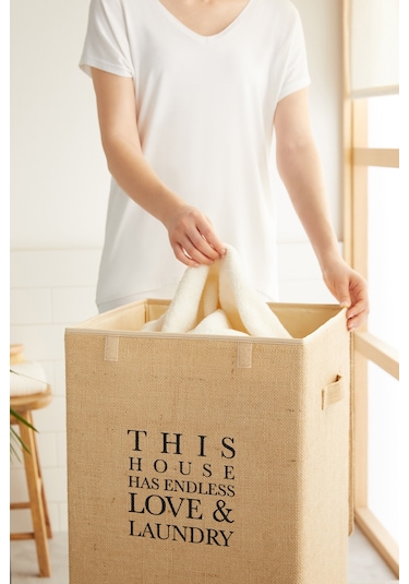 Ocean Home Textile Jüt Çamaşır Kutusu 36 x 36 x 56 cm