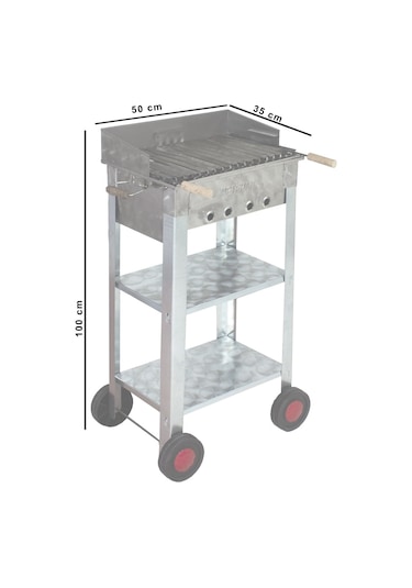 Metehan MTH-67 Pervazlı - Lama Izgaralı - Dört Tekerlekli Battal Boy Mangal