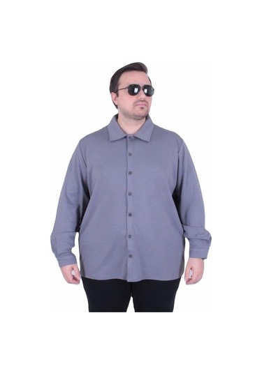 Starbattal Erkek Büyük Beden Uzun Kollu Gömlek 25727 Fume Fume