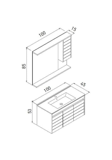 Orka Serra 100 Cm Navaro/beyaz Banyo Dolabı Takımı Ve Boy Dolabı Navaro/beyaz
