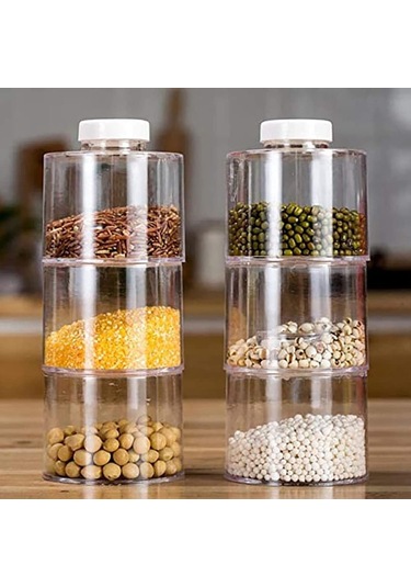 6 Adet İstiflenebilir Baharat Potu, Şeffaf Baharat Kulesi Baharat Şişesi Baharat Saklama Konteyneri ŞEffaf