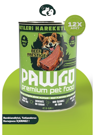 PAWGO Beef Prestige Sığır Etli Parça Etli Köpek Mama 12 x 415 G