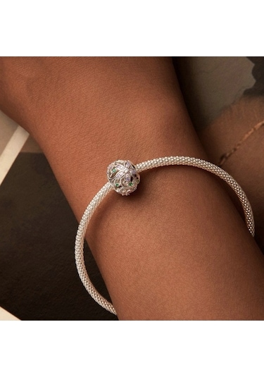 Fastbuy S925 Ayar Gümüş Platin Kaplama Çiçek Boncuk Scc2741, Renkli İçi Boş Dıy Asma Boncuk Çok Renkli