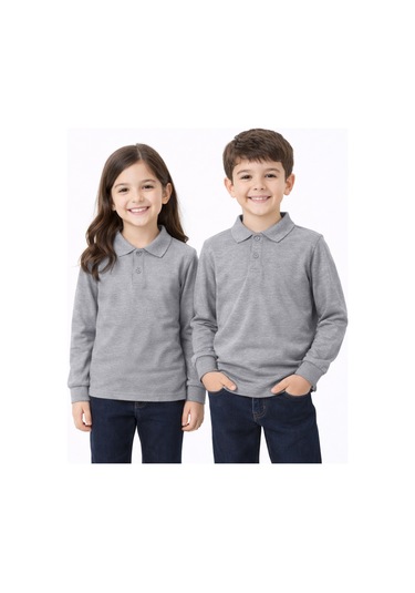 Store Gri Polo Yaka Uzunkol T-shirt Gri
