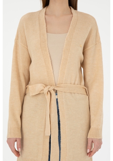 U.s. Polo Assn. Kadın Kum Melanj Hırka Triko 50297102-vr123 Kum Melanj