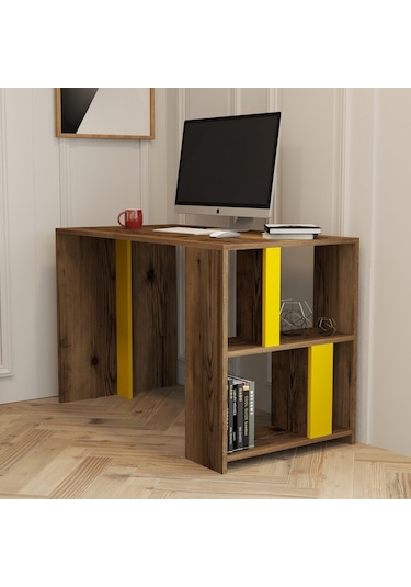 Variant Lima Çalışma Masası Ve Kitaplık Takımı - Ceviz / Sarı Ceviz