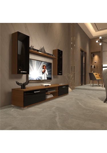 Decoraktiv Eko 7 Mdf Dvd Tv Ünitesi Tv Sehpası Ceviz - Siyah
