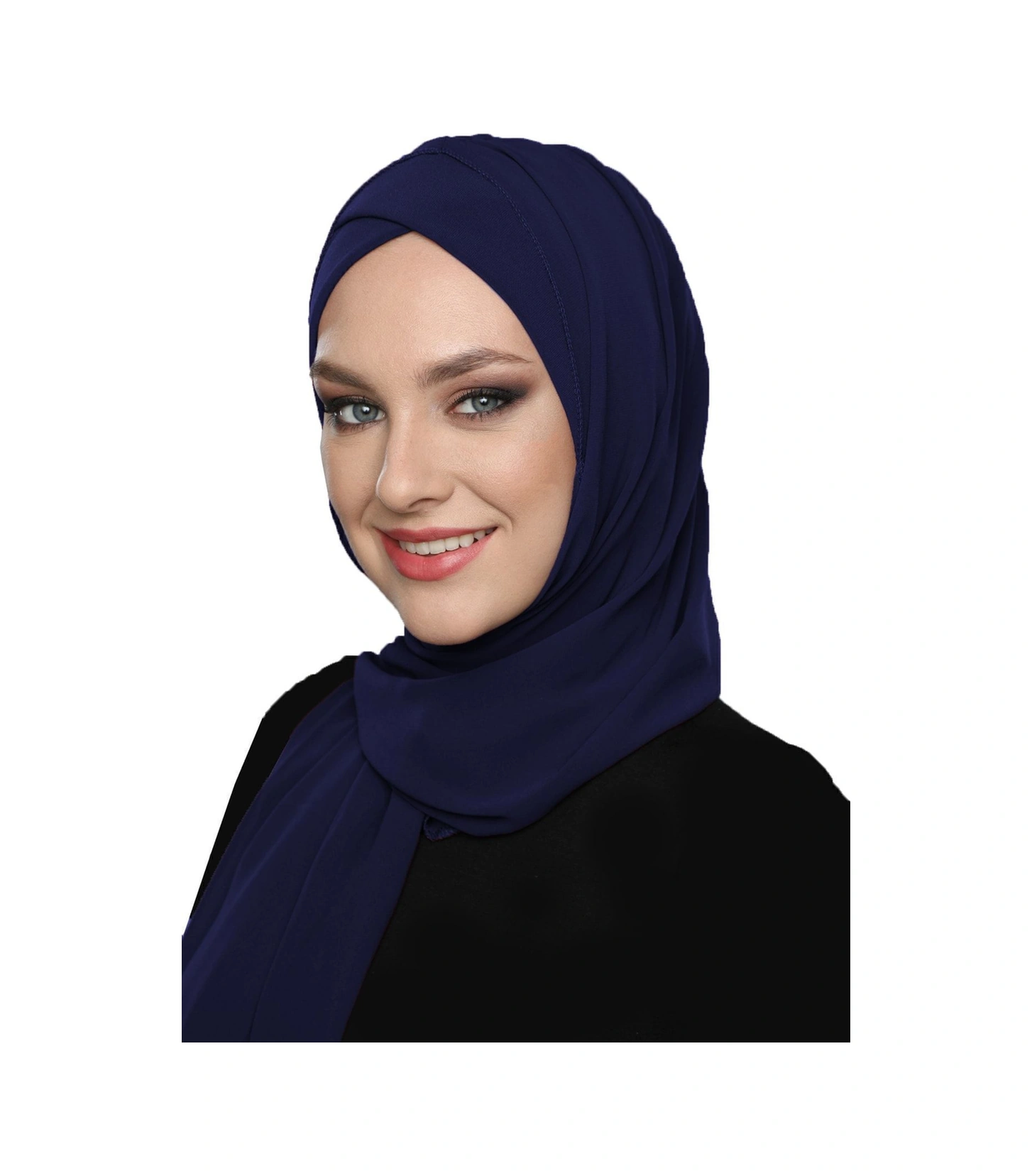 Şallı Takmatik Sade Lacivert Hazır Türban Tesettür Bone Namaz Örtüsü Lacivert