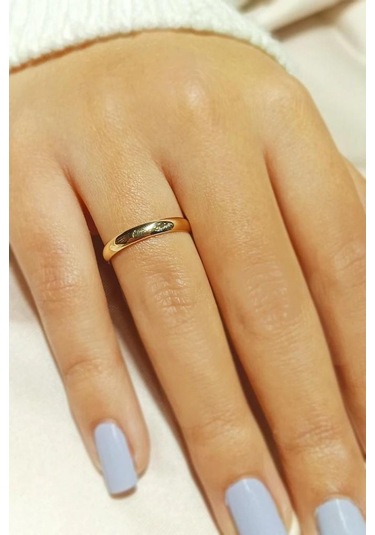 3mm İnce Bombeli Parlak Erkek Kadın Unisex Çelik Alyans Yüzük Cl27 Sarı