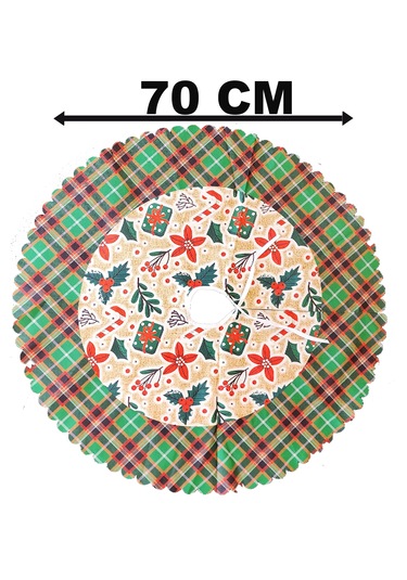 Yılbaşı Kırmızı Kokina Desenli Ağaç Eteği Yeni Yıl Çam Ağaçı ...