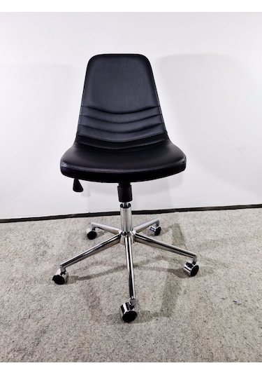 Bintaşmobilya Siyah Deri Rahat Ofis Personel Çalışma Sandalyesi