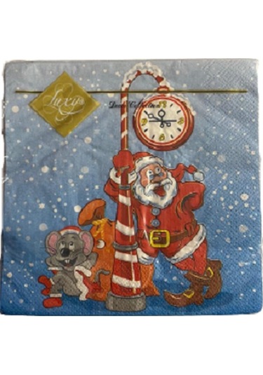 Yılbaşı Peçete Noel Baba Ve Saat 20'li