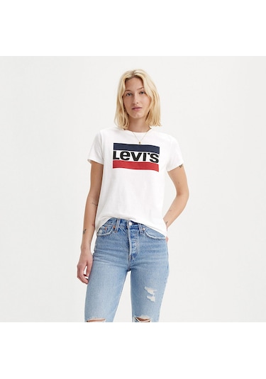 Levi's The Perfect Kadın Beyaz Yuvarlak Yaka Tişört Beyaz