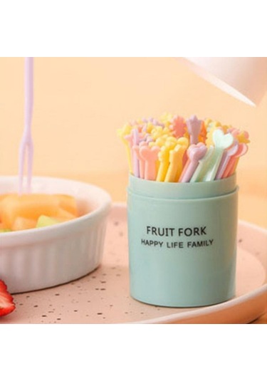 50 Adet/takım Meyve Çatalı Kek Tatlı Yiyecek Meyve Toplama Çocuk Aperatif Mini Parti Festivali Sofra Dekorasyon Plastik Kürdan Yeşil