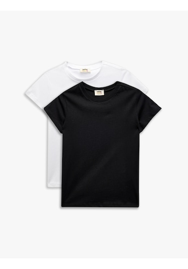 Koton Pamuklu 2'li Kısa Kollu Basic Tişört Seti Multıcolor 5skg10292ak Mavi