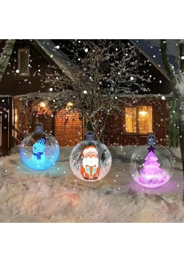 Suofeng Noel Karakterli Hava Dolu Dekoratif Top - Bahçe Çim Alani Bayram Dekoru