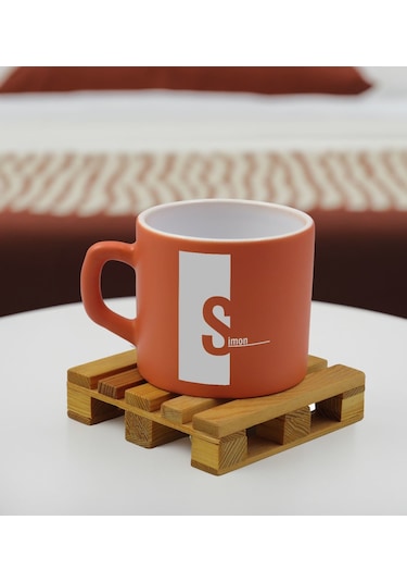 Bk Gift Kişiye Özel İsimli Somon Renkli Middle Çay & Kahve Fincanı-4, Arkadaşa Hediye, Sevgiliye Hediye, Doğum Günü Hediyesi Kobitmeyencom32521 Bk Gif