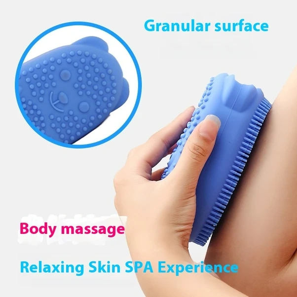 Globalbloom Mavi 2'li Yüzeyli Soft Köpük Vücut Fırçası, Peeling Banyo Fırçası, Ev Seyahat Otel