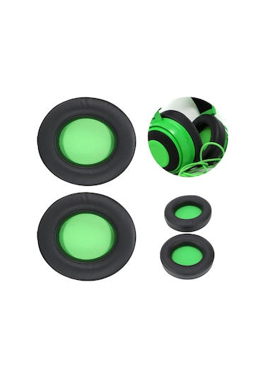 Konesam Razer Kraken Pro V2/7.1 V2 Uyumlu Kulaklık Yastığı - Yeşil, Yüksek Kaliteli Pu Deri Ve Sponge, Konforlu Dinleme, Kolay Kurulum Yeşil
