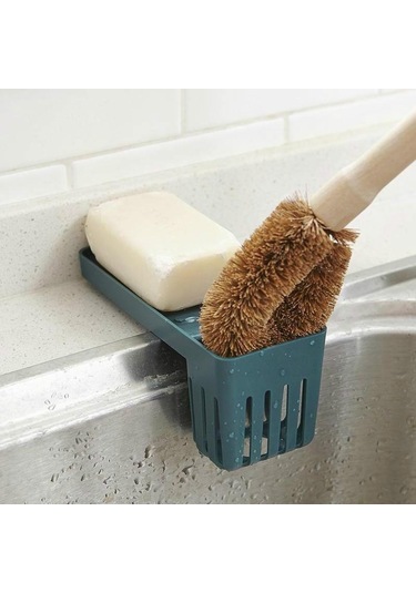 Mavi Mutfak Emme Lavabo Drenaj Rafı Kaşık Çatal Konteyner Tutucu Raf Fırça Asılı Sepet Mavi