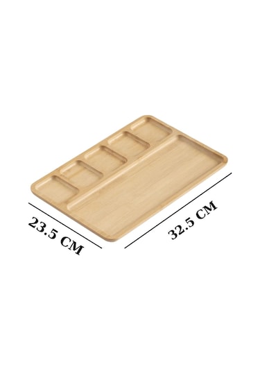 6 Bölmeli Bambu Kahvaltı Sunum Tabağı Bambu Kahvaltılık Bambu