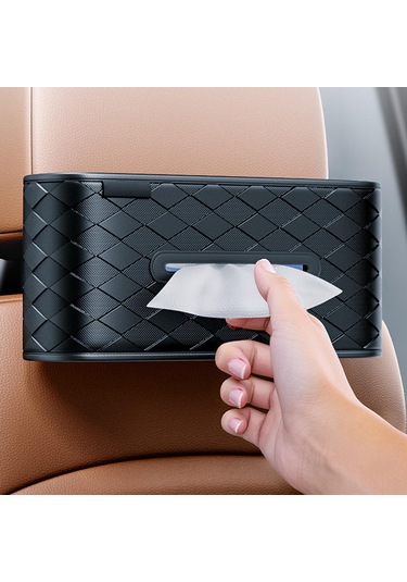 Homyl Mendil Kutusu Kapağı Dikdörtgen Dispenser Otomotiv Araba Siyah