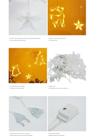 Dancemonkey 8 Modlu Led Perde Işıkları, Suya Dayanıklı, Noel Ağacı Tasarımı Çok Renkli