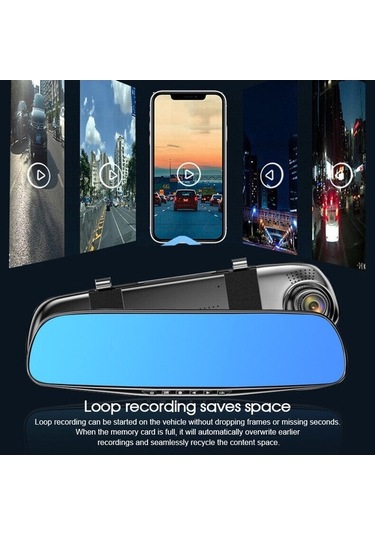 Trendooze Springsun 4.3 1080p Çift Lensli Araba Otomatik Dvr Dash Cam Video Kamera Kaydedici Dikiz Aynası Bf