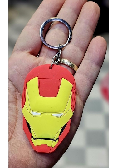 Sdükkan Design Çift Taraflı Silikon Iron Man Anahtarlık Sarı - Kırmızı