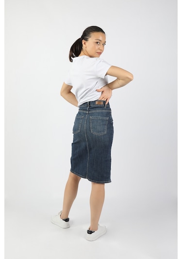 Kadın Kot Etek Koyu Mavi Koyu Mavi