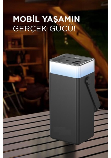 1041 40000 Mah Type-c Lightning 22,5 W Hızlı Şarj Rgb Led Işıklı Powerbank Siyah Beyaz