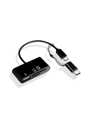 Alfais 5256 Type-C Micro Usb Sd Micrsd Kart Okuyucu Otg Çevirici Kablo