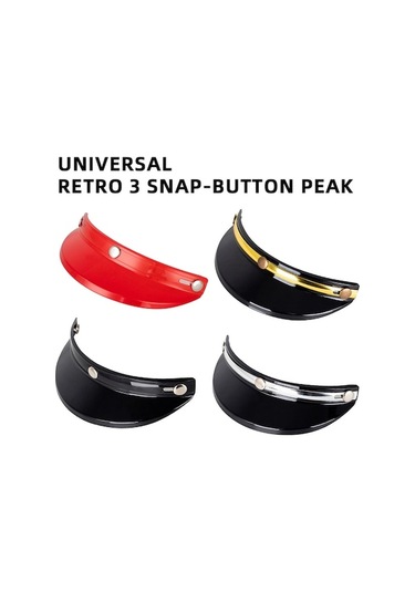 Pazly Retro Motosiklet Kaskı İçin 3 Düğmeli Rüzgar Ve Güneş Koruyucu, Pc Malzemeli Zirve Kalkanı