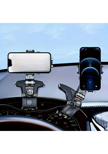 Xuweiwei 1 Adet Siyah Evrensel Araba Telefon Tutucu 360 Derece Dönebilen Karbon Fiber Desenli Şok Emici Abs Çok Fonksiyonlu Navigasyon Tutucu