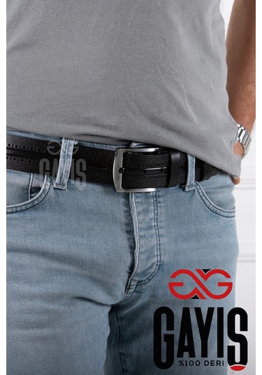 Özel Oval Kutulu Hakiki Manda Derisi Siyah Desenli Kot Pantolon Kemeri Hediyelik Çeyizlik Kemer Siyah