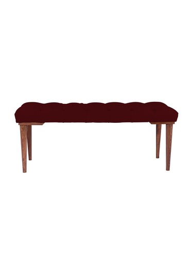 Gazzini Classic Retro Gürgen Ayak Chester Model Kapitoneli Bordo Puf Bench - Ceviz Ayak