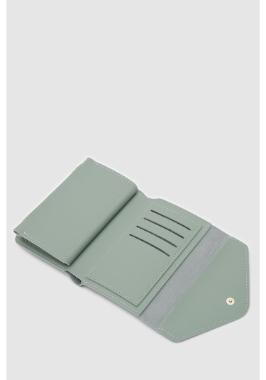 Zarf Detaylı Nakit Ve Bozuk Para Bölmeli Bayan Cüzdan-mint Mint Yeşil