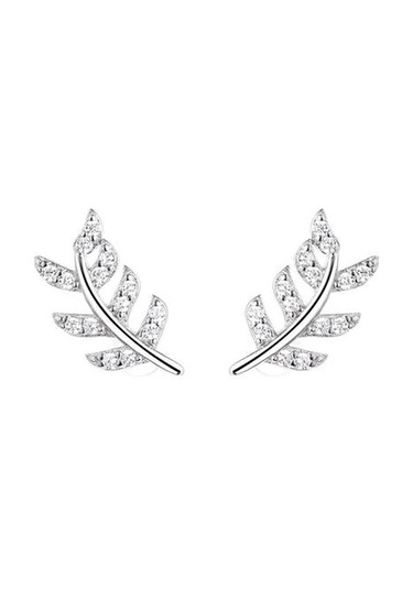 S925 Gümüş Küpe Kadınlar Için Sterling Gümüş 925 Şube Elmas Saplama Küpe Düğün Güzel Takı Hediyeler İçin Küpe Saplama Küpe Altın - Beyaz