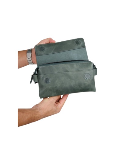 Mft Leather Hakiki Deri Unisex El Çantası Boliva 9874 Tiguan Haki