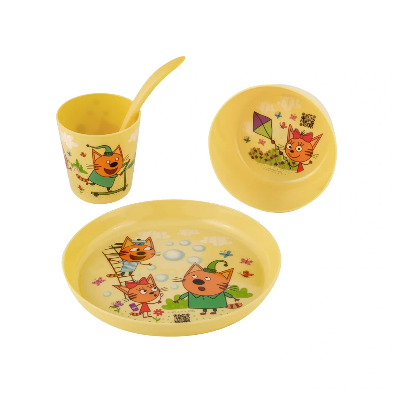 Plast Team Üç Kedi Bebekler İçin 4 Parçalı Çocuk Yemek Seti 372725477 Gri