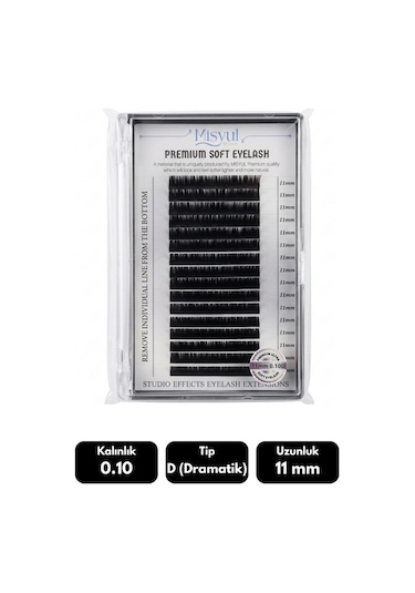 Misyul 0.10d Dramatik Kıvrım 11 Mm Soft Eyelash Doğal İpek Kirpik 16'lı